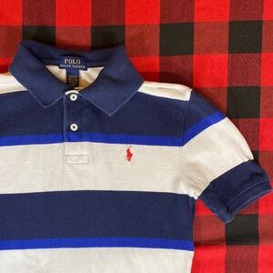 Polo by Ralph Lauren Kids Navy and White Striped Polo size medium 10-12
